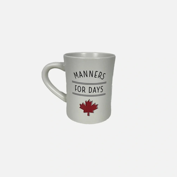 Indigo Canada Manners for Days Coffee Tea Mug Black White Red Maple Leaf 16 oz. - Picture 2 of 9